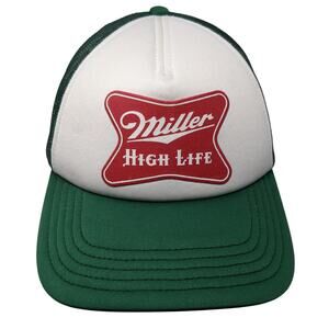 Miller High Life Mesh Back Trucker Hat Green One Size Colorblock Outdoor